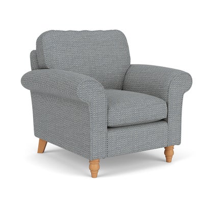Armchair - Navy - Herringbone Weave