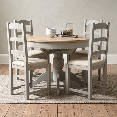110-145cm Ext. Round Table and 4 Chairs