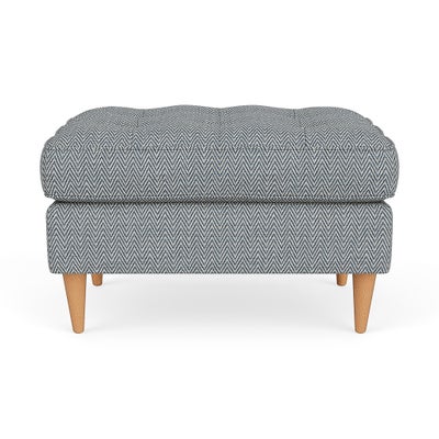 Foot Stool - Navy - Herringbone Weave