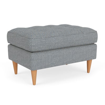 Foot Stool - Navy - Herringbone Weave