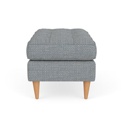 Foot Stool - Navy - Herringbone Weave