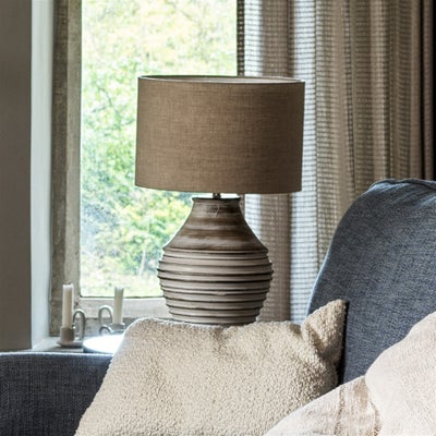 Calcutt Wooden Ribbed Table Lamp
