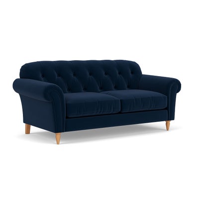 Large 2 Seater Sofa - Deep Blue - Matt Velvet
