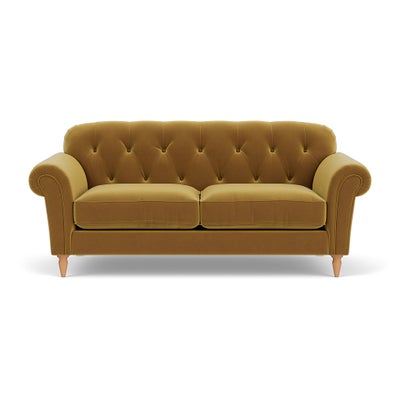 Large 2 Seater Sofa - Mustard - Matt Velvet