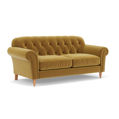 3 Seater Sofa - Mustard - Matt Velvet