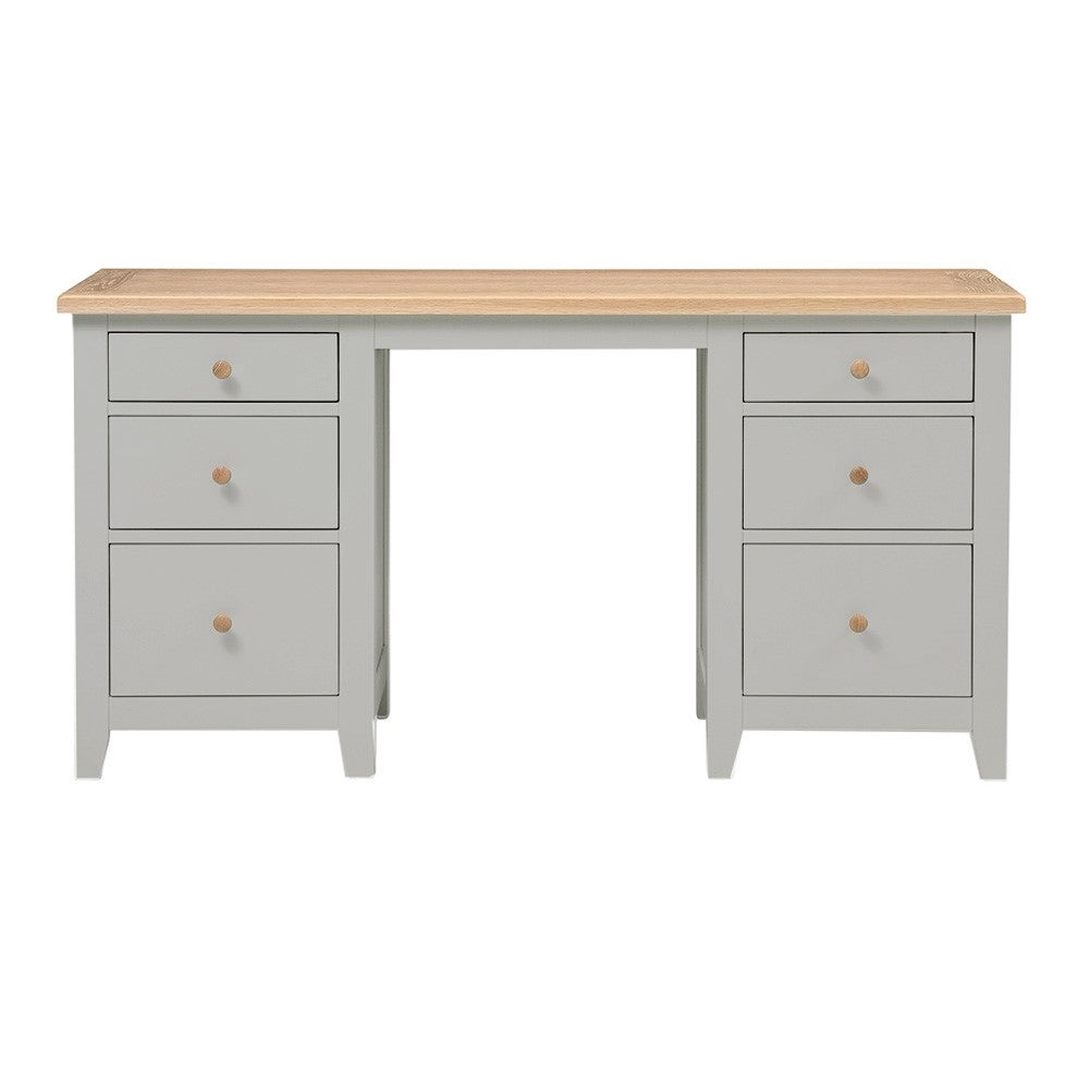 Chester Dove Grey Double Pedestal Dressing Table - The Cotswold Company