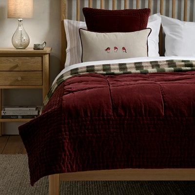 Cotton Velvet Bed Throw Rosehip