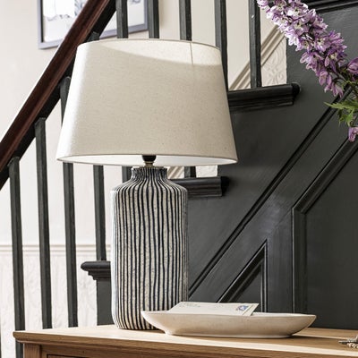 Bude Blue And White Stripe Stoneware Table Lamp