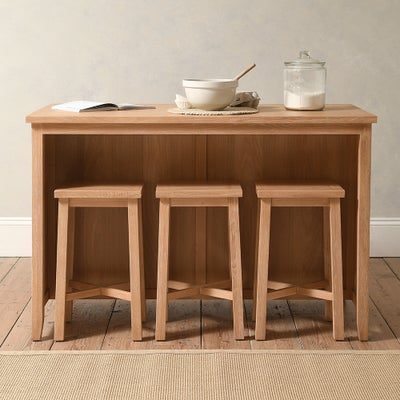 Breakfast Bar Island and Stools Set