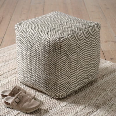 Milton Herringbone Pouffe - Moss
