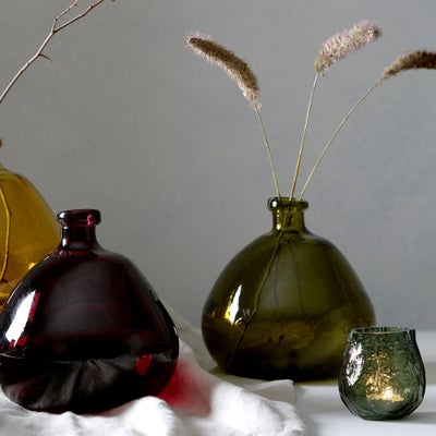 Simplicity Blown Glass Vase 23cm Olive Green