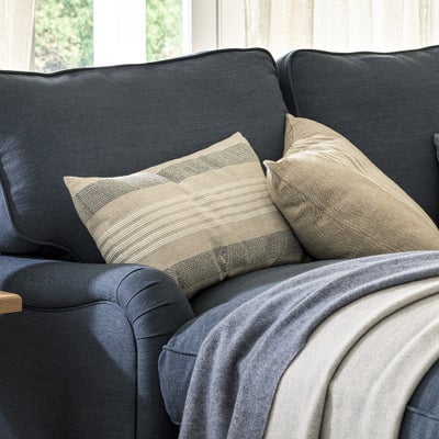 Cotton Linen Woven Stripe Cushion Navy/Natural 30x50cm