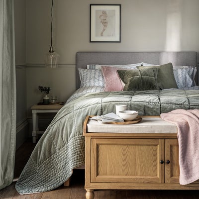 Natural Tweed Kingsize Upholstered Bed