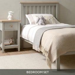 Chester Dove Grey Chester Dove Grey Single Bed, Mattress and Bedside Table Children's Bedroom Set