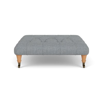 Foot Stool - Navy - Herringbone Weave