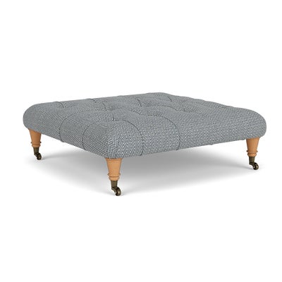 Foot Stool - Navy - Herringbone Weave