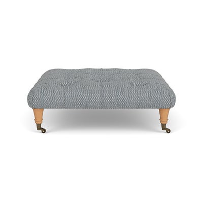 Foot Stool - Navy - Herringbone Weave