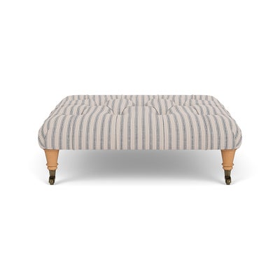 Foot Stool - Indigo - Kingham Stripe