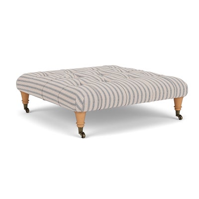 Foot Stool - Indigo - Kingham Stripe