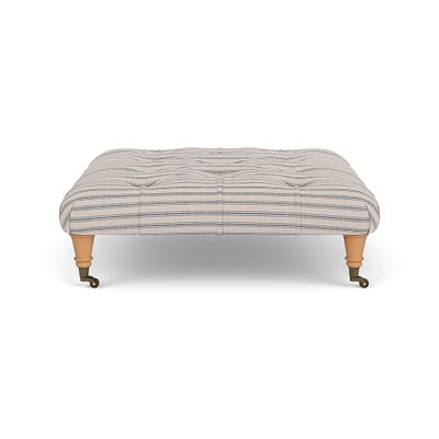 Foot Stool - Indigo - Kingham Stripe