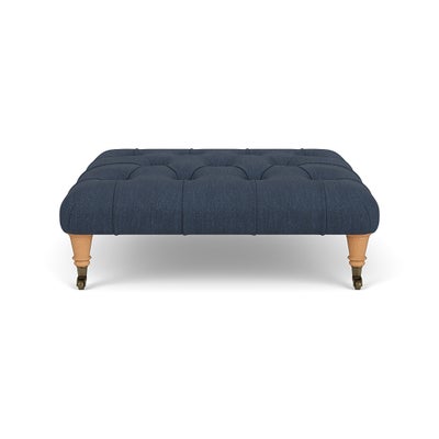 Foot Stool - Indigo - Luxury Italian Linen