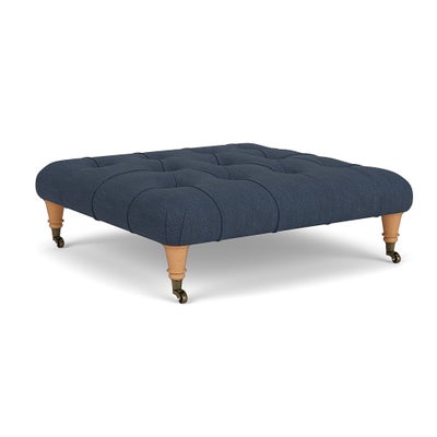 Foot Stool - Indigo - Luxury Italian Linen