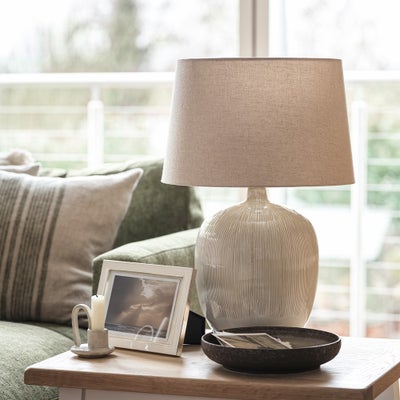 Greta Natural and Cream Textured Ceramic Table Lamp