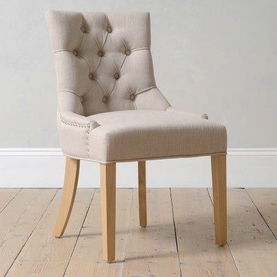Upholstered Button Back Chair - Stone