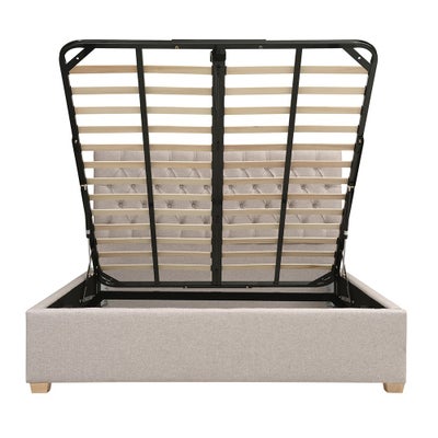 Natural Tweed King Size Ottoman Bed