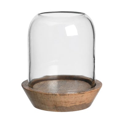 Wood Base Hurricane Lantern Small