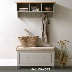 Chester Dove Grey Hallway Boot Bench Set