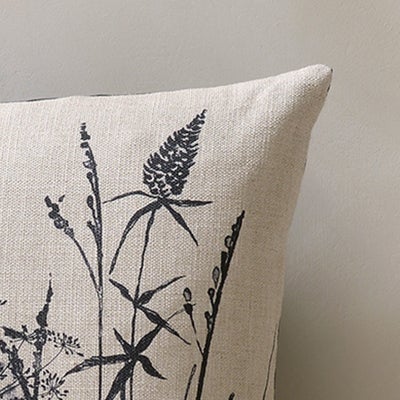 Grasses Print Cushion - Navy