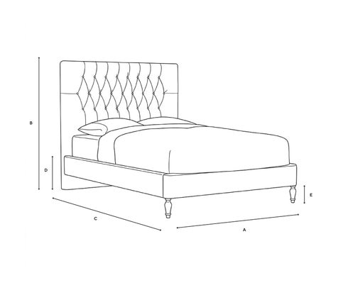 Double Classic Bedstead - Moss - Eco Chenille - Line Drawing