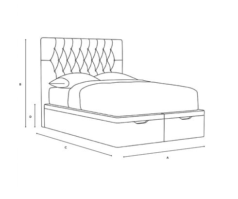 Double Ottoman Storage Bed - Dusky Rose - Eco Chenille - Line Drawing