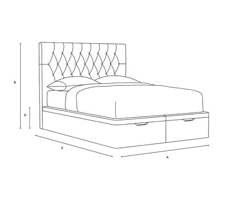 King Size Ottoman Storage Bed - Natural - House Linen Mix - Line Drawing
