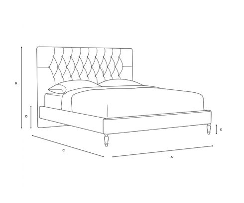 Super King Classic Bedstead - Natural - House Linen Mix - Line Drawing