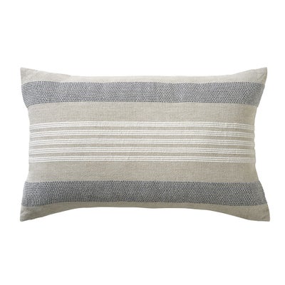 Cotton Linen Woven Stripe Cushion Navy/Natural 30x50cm