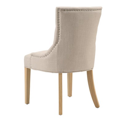 Upholstered Button Back Chair - Stone