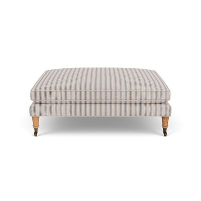 Foot Stool - Indigo - Kingham Stripe