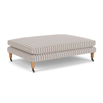 Foot Stool - Indigo - Kingham Stripe
