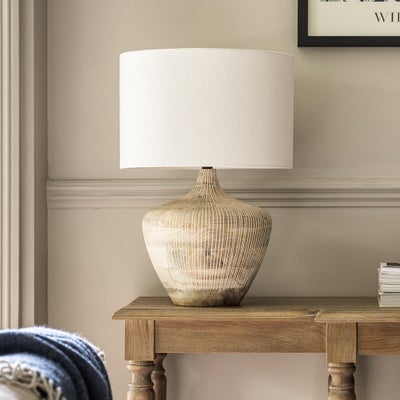 Manaia White Wash Textured Wood Table Lamp