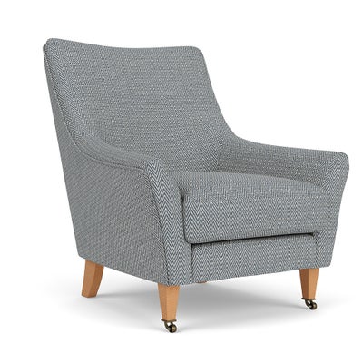 Armchair - Navy - Herringbone Weave