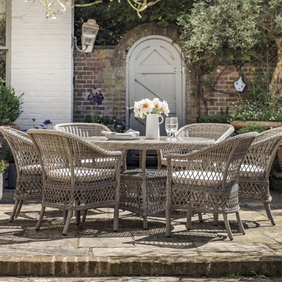 Round Garden Table and Six Chairs Set