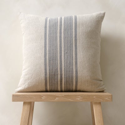 Cotton Linen Bold Stripe Cushion - Navy 45x45cm