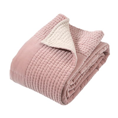 Luxury Cotton Velvet Dusky Pink Bedspread 250x260cm