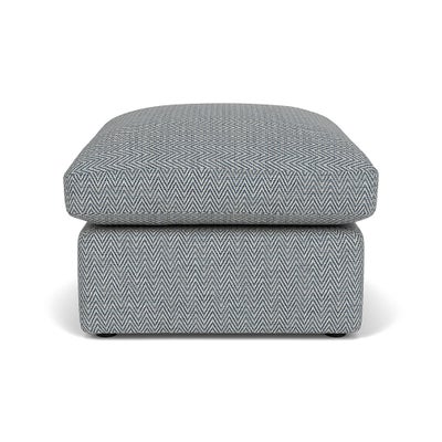 Foot Stool - Navy - Herringbone Weave