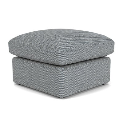 Foot Stool - Navy - Herringbone Weave