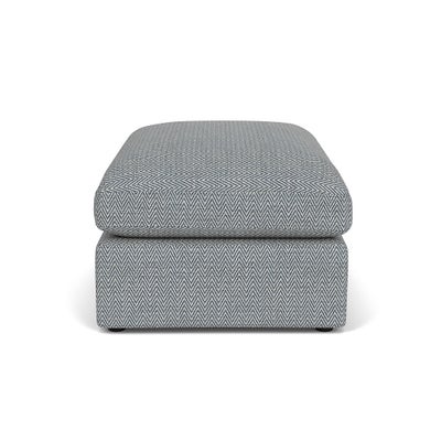 Foot Stool - Navy - Herringbone Weave