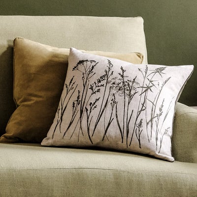 Grasses Print Cushion - Fern