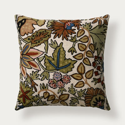 Trailing Flowers Crewel Cushion Plum 45x45cm